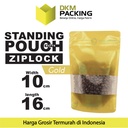 Standing Pouch 10x16cm GOLD MATTE WINDOW Plastik Kemasan DELKOCHOICE