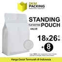 FLAT BOTTOM PUTIH 18x26cm VALVE COFFEE BAG ZIPLOCK DELKOCHOICE PREMIUM