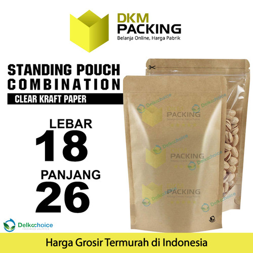 Standing Pouch 18x26 Clear Kraft Paper ZIPLOCK Plastik Klip Kombinasi