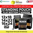 FLAT BOTTOM WINDOW 14x22cm BLACK ALU FOIL Standing Pouch DELKOCHOICE