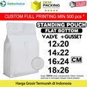 Flat Bottom VALVE 18x26cm Standing Pouch Ziplock Plastik Klip Putih