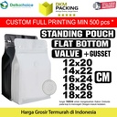 Flat Bottom VALVE 18x28cm Putih Standing Pouch Ziplock Plastik Klip