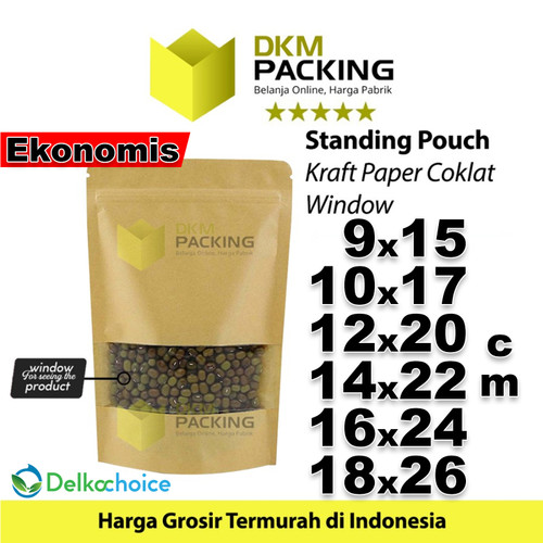 Standing Pouch Kraft Paper 9x15cm EKONOMIS WINDOW Ziplock Delkochoice