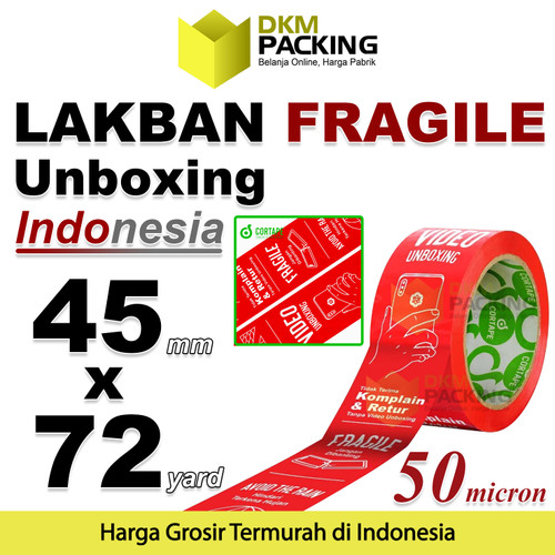 Lakban FRAGILE UNBOXING 45mm INDONESIA HANDLE WITH CARE PREMIUM /SELOP