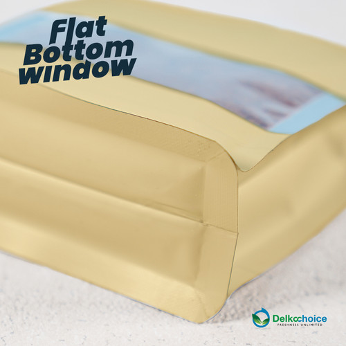 FLAT BOTTOM WINDOW 14x22cm BROWN ALU FOIL Standing Pouch DELKOCHOICE