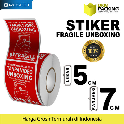 Sticker FRAGILE UNBOXING 5x7cm Stiker Cromo HANDLE WITH CARE / PACK