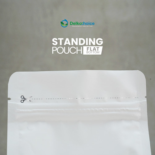 Flat Bottom VALVE 18x28cm Putih Standing Pouch Ziplock Plastik Klip
