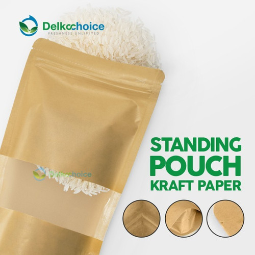 Standing Pouch 14x22cm Kraft Paper Window Ziplock Kemasan Makanan