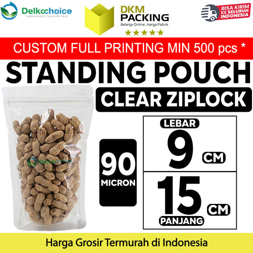Standing Pouch Bening 9x15cm ZIPLOCK Plastik Klip Clear DELKOCHOICE