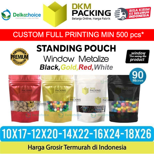 Standing Pouch WINDOW ZIPLOCK DELKOCHOICE ALUMUNIUM FOIL