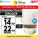 Standing Pouch PUTIH 14x22cm WINDOW ZIPLOCK DELKOCHOICE ALU FOIL