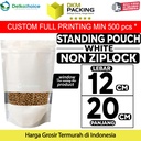 Standing Pouch PUTIH 12x20cm WINDOW ZIPLOCK DELKOCHOICE ALU FOIL