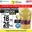 Standing Pouch GOLD 18x26cm WINDOW ZIPLOCK DELKOCHOICE ALU FOIL