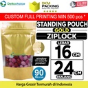 Standing Pouch GOLD 16x24cm WINDOW ZIPLOCK DELKOCHOICE ALU FOIL
