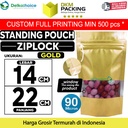 Standing Pouch GOLD 14x22cm WINDOW ZIPLOCK DELKOCHOICE ALU FOIL