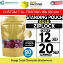 Standing Pouch GOLD 12x20cm WINDOW ZIPLOCK DELKOCHOICE ALU FOIL