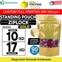 Standing Pouch GOLD 10x17cm WINDOW ZIPLOCK DELKOCHOICE ALU FOIL