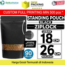 Standing Pouch HITAM 18x26cm WINDOW ZIPLOCK DELKOCHOICE ALU FOIL
