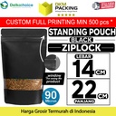 Standing Pouch HITAM 14x22cm WINDOW ZIPLOCK DELKOCHOICE ALU FOIL
