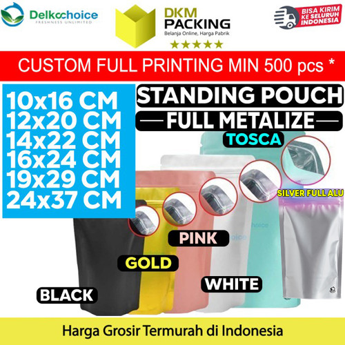 Standing Pouch NON WINDOW ZIPLOCK Plastik Klip ALUMUNIUM FOIL
