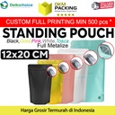 Standing Pouch 12x20cm NON WINDOW ZIPLOCK Plastik Klip ALU FOIL