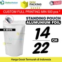 Standing Pouch PUTIH 14x22cm NON WINDOW ZIPLOCK Plastik Klip ALU FOIL