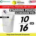 Standing Pouch PUTIH 10x16cm NON WINDOW ZIPLOCK Plastik Klip ALU FOIL