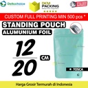 Standing Pouch TOSCA 12x20cm NON WINDOW ZIPLOCK Plastik Klip ALU FOIL