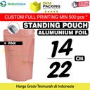 Standing Pouch PINK 14x22cm NON WINDOW ZIPLOCK Plastik Klip ALU FOIL