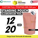 Standing Pouch PINK 12x20cm NON WINDOW ZIPLOCK Plastik Klip ALU FOIL
