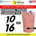 Standing Pouch PINK 10x16cm NON WINDOW ZIPLOCK Plastik Klip ALU FOIL