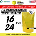 Standing Pouch GOLD 16x24cm NON WINDOW ZIPLOCK Plastik Klip ALU FOIL