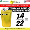 Standing Pouch GOLD 14x22cm NON WINDOW ZIPLOCK Plastik Klip ALU FOIL