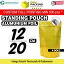Standing Pouch GOLD 12x20cm NON WINDOW ZIPLOCK Plastik Klip ALU FOIL
