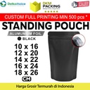 Standing Pouch HITAM NON WINDOW ZIPLOCK Plastik Klip ALU FOIL