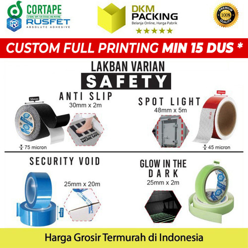 Lakban SAFETY / SECURITY MARKING TAPE RUSFET PREMIUM TERMURAH SATUAN
