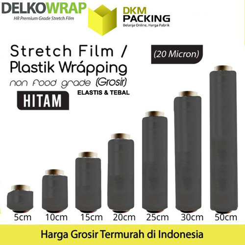 Plastik Wraping Stretch Film 250m DELKOWRAP HITAM TERMURAH / SATUAN