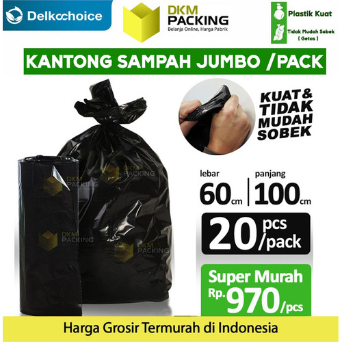 KANTONG PLASTIK SAMPAH 60x100cm JUMBO HITAM TEBAL TERMURAH SATUAN
