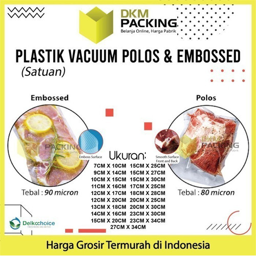 Plastik Vacuum Bag Makanan 15x20cm POLOS EMBOSS Vakum DELKOCHOICE