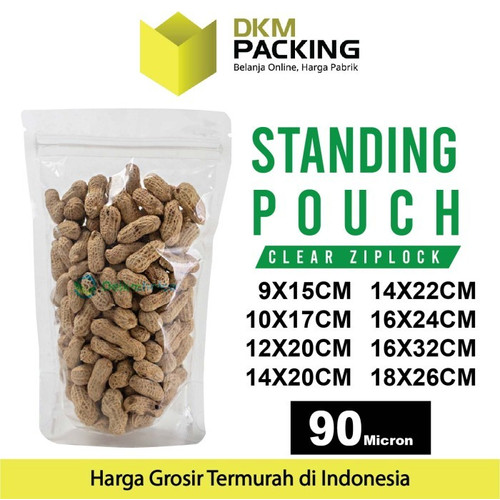 Standing Pouch Bening 12x20cm ZIPLOCK Plastik Klip Clear DELKOCHOICE