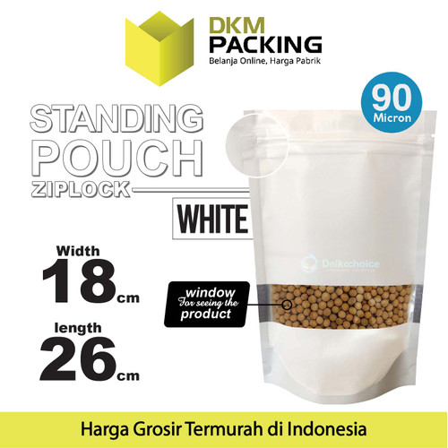 Standing Pouch PUTIH 18x26cm WINDOW ZIPLOCK DELKOCHOICE ALU FOIL