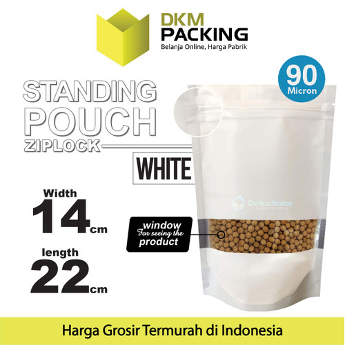 Standing Pouch PUTIH 14x22cm WINDOW ZIPLOCK DELKOCHOICE ALU FOIL