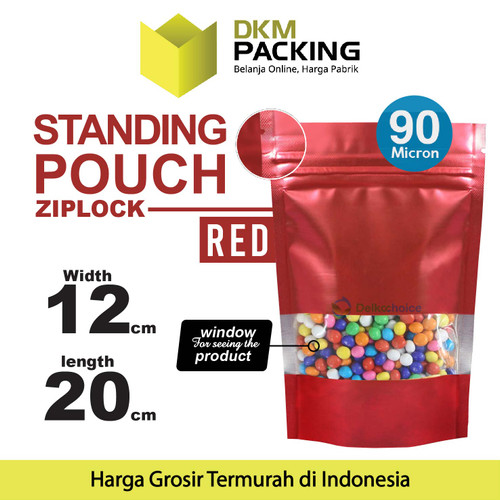 Standing Pouch MERAH 12x20cm WINDOW ZIPLOCK DELKOCHOICE ALU FOIL