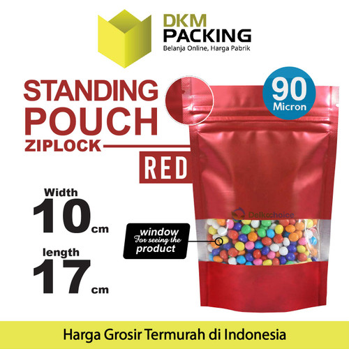 Standing Pouch MERAH 10x17cm WINDOW ZIPLOCK DELKOCHOICE ALU FOIL