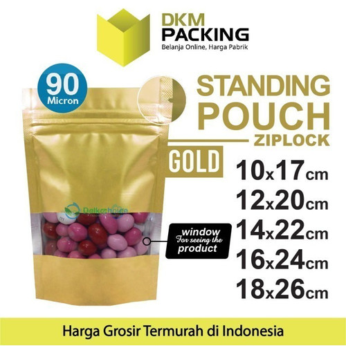 Standing Pouch GOLD WINDOW ZIPLOCK DELKOCHOICE ALU FOIL