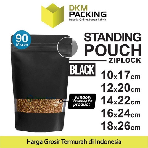 Standing Pouch HITAM WINDOW ZIPLOCK DELKOCHOICE ALU FOIL