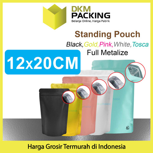 Standing Pouch 12x20cm NON WINDOW ZIPLOCK Plastik Klip ALU FOIL