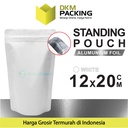 Standing Pouch PUTIH 12x20cm NON WINDOW ZIPLOCK Plastik Klip ALU FOIL