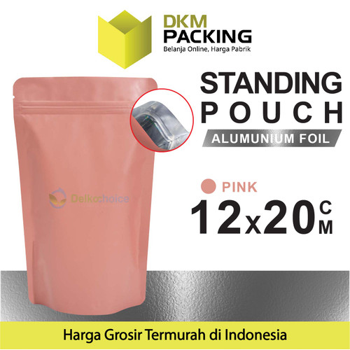 Standing Pouch PINK 12x20cm NON WINDOW ZIPLOCK Plastik Klip ALU FOIL