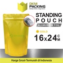 Standing Pouch GOLD 16x24cm NON WINDOW ZIPLOCK Plastik Klip ALU FOIL